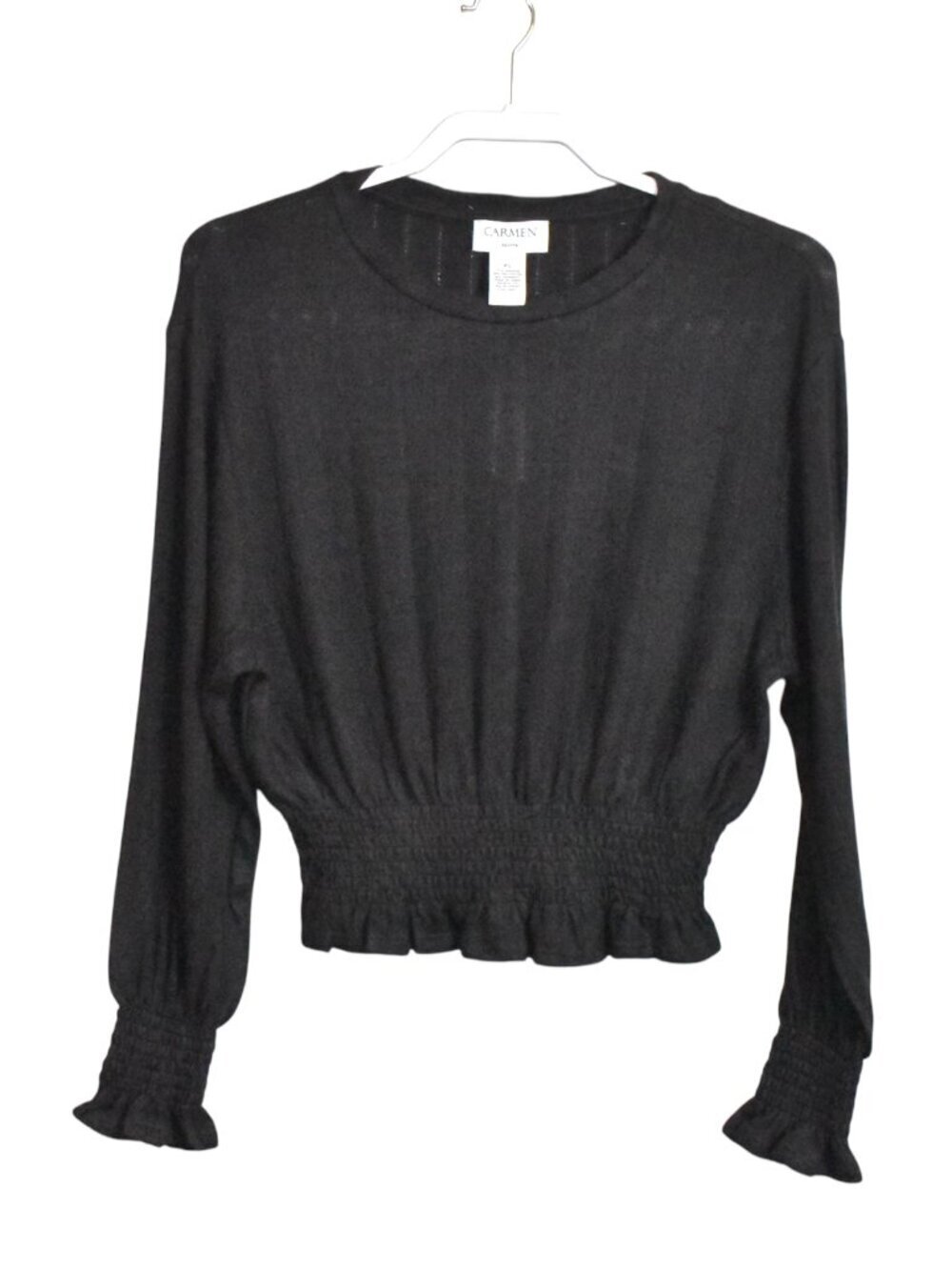 Carmen Marc Valvo Petites Long Sleeve Viscose Pullover Top Size PS